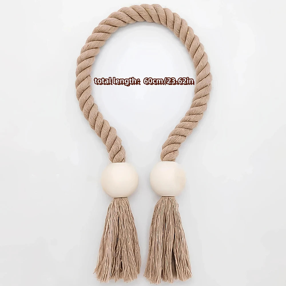 1PC Simple Fringe Beaded Curtain Strap No Punch Magnetic Adjustable Home Curtain Accessories Oasis Select