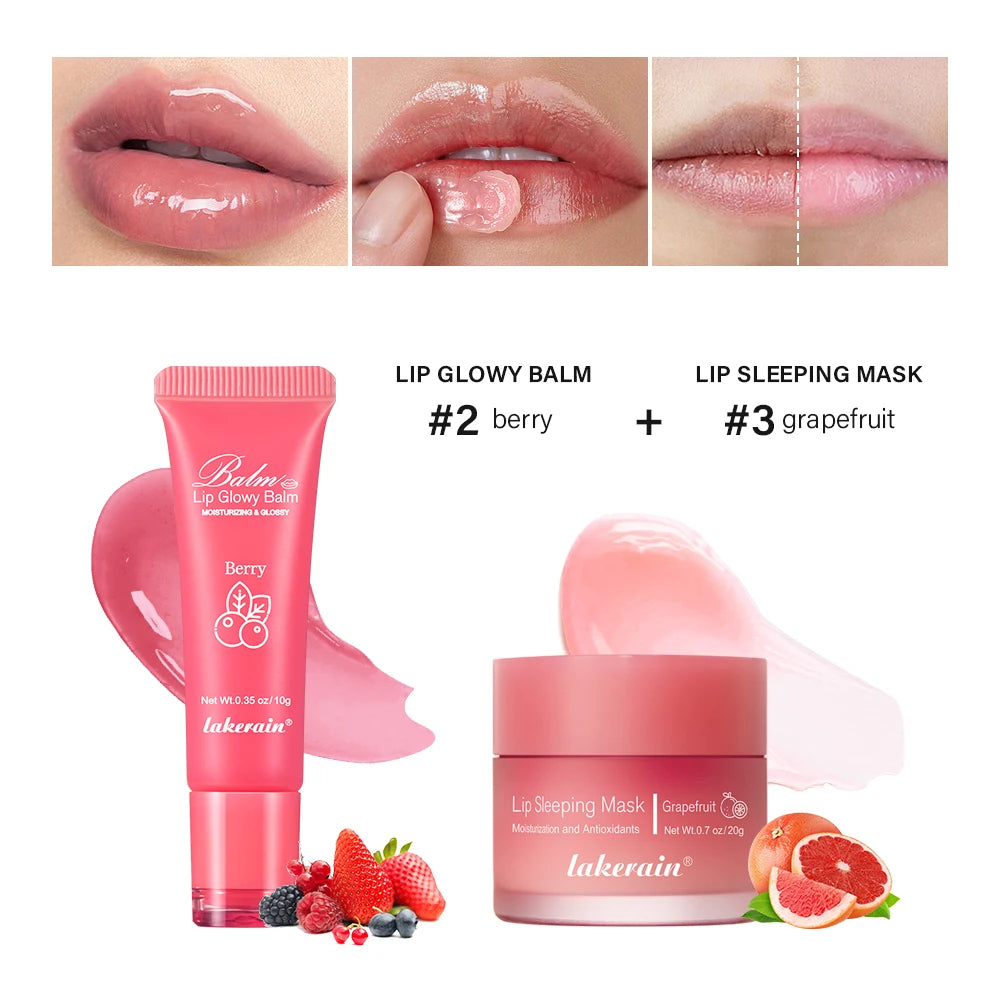 Lip Balm & Lip Mask Set Moisturizing Night Lips Care Multiple Colors Makeup Maintenance Lip Anti-Cracking Lip Oil Care Cosmetic Oasis Select SET 7