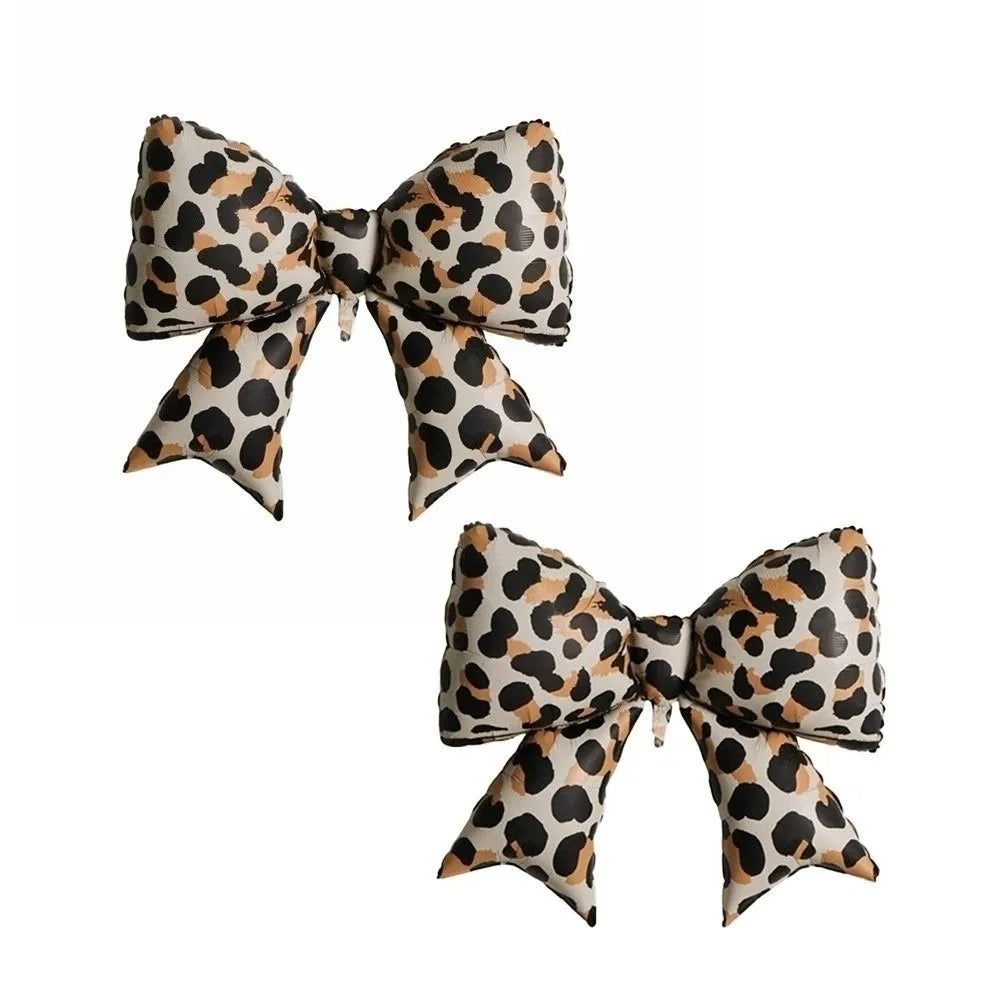 Leopard Print Foil Bow Balloons 2pcs – Party & Wedding Décor