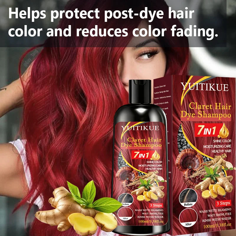 YUITIKUE Claret 7-in-1 Color Shampoo – Hair Dye & Nourish