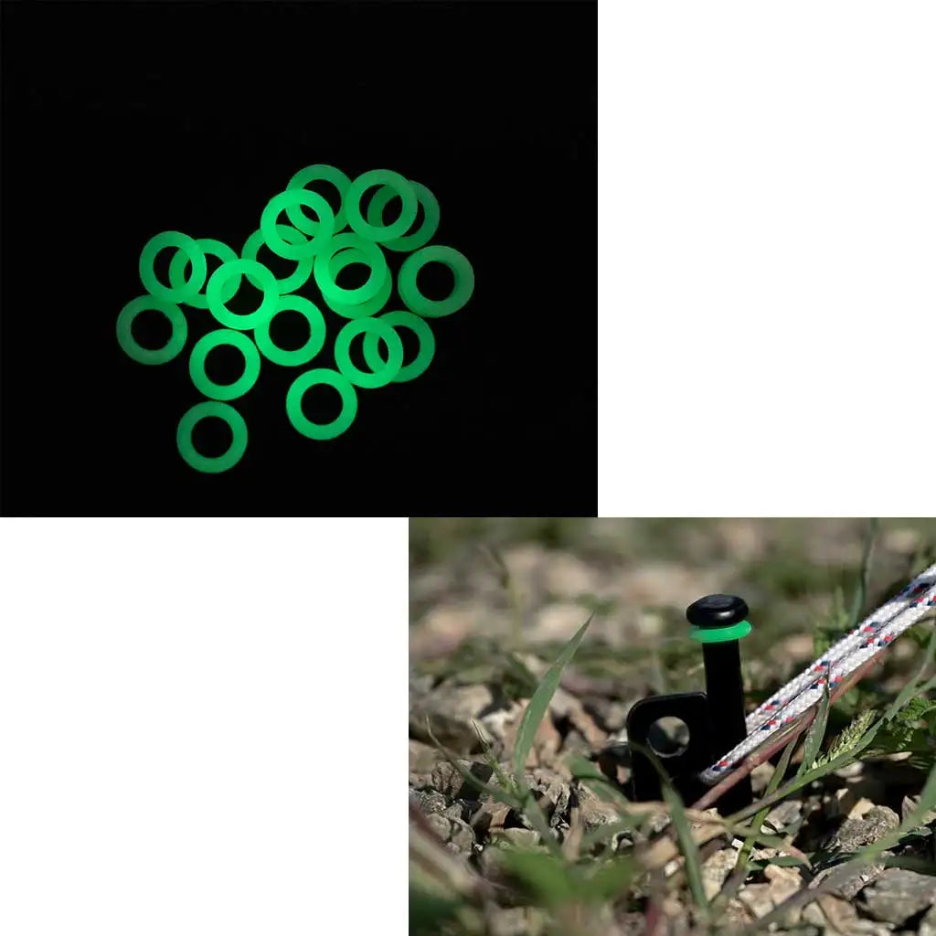 30/50/100Pcs O-Shaped Glowing Tent Ground Stake Markers Ground Peg Reflective Light Rings for Guy Lines Night Safety Accessories Oasis Select