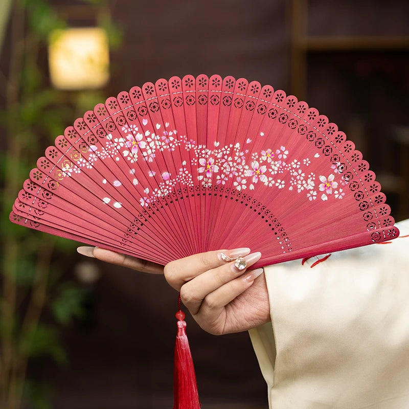 New All-bamboo Dance Fan Portable Summer Folding Fan Classical Film and Television Court Photo Fan Oasis Select 14