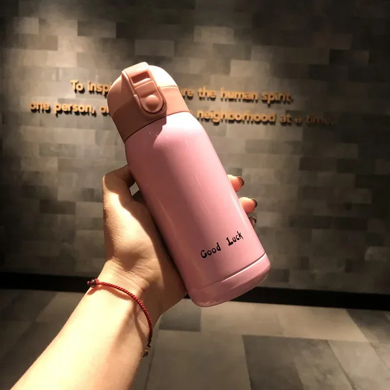 1/2PCS Goodluck Small Cute Mini Thermos Cup MINI Portable Creative Pot Belly Water Cup Pocket Cup with Hand Gift Oasis Select