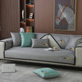 Summer New Ice Silk Sofa Cushion Embroidered Mat Cushion Simple and Cool Sofa Towel Machine Washable Ice Silk Sofa Seat Oasis Select 70x90cm Dark gray
