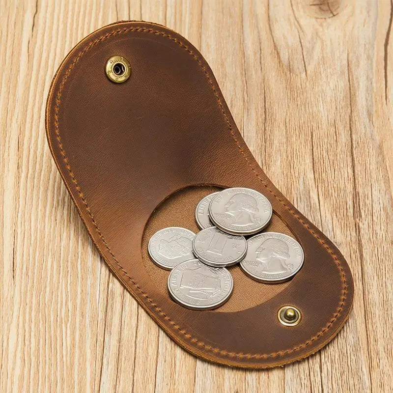 Mini Genuine Leather Coin Wallet – Hasp Purse for Women & Kids