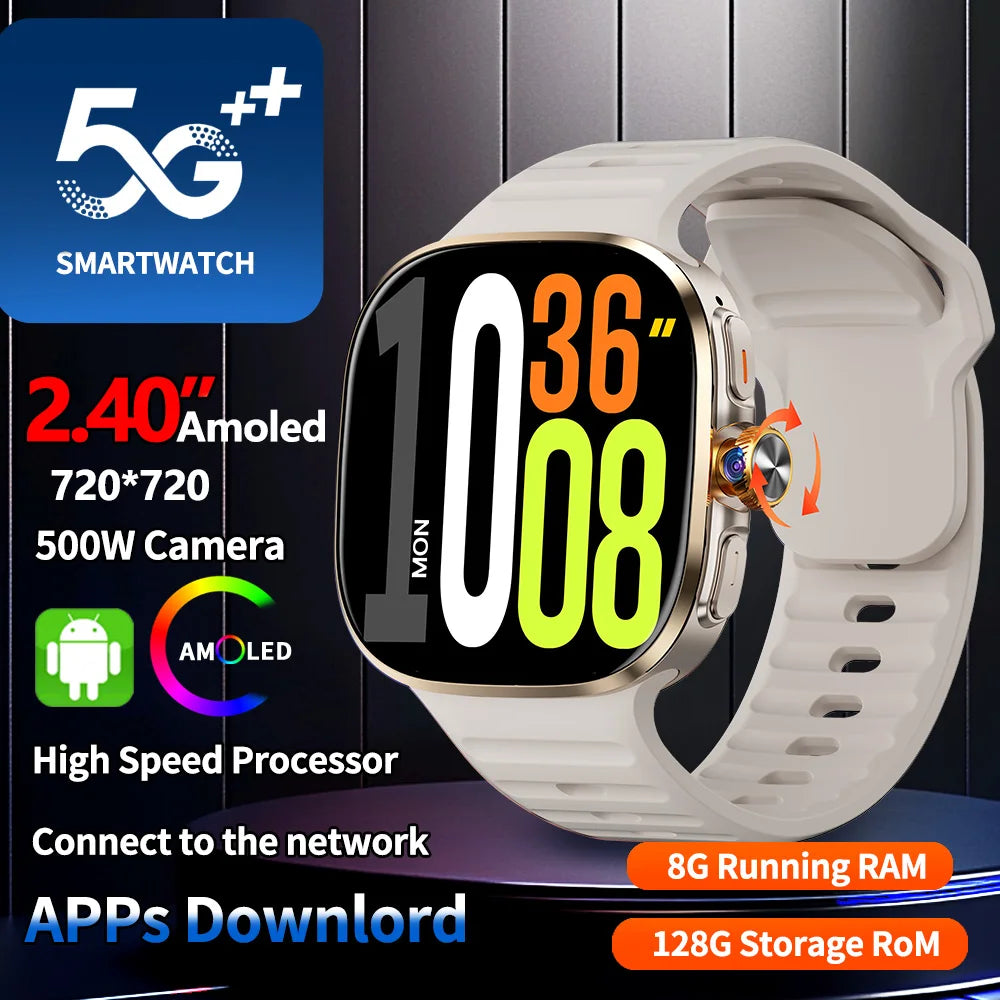 5G/4G Full Network Smart Watch 2.40 inch 720*720 Big Screen HD Video Call 8GB+128GB RAM Smartwatch Google Play WIFI GPS Sim Card Oasis Select
