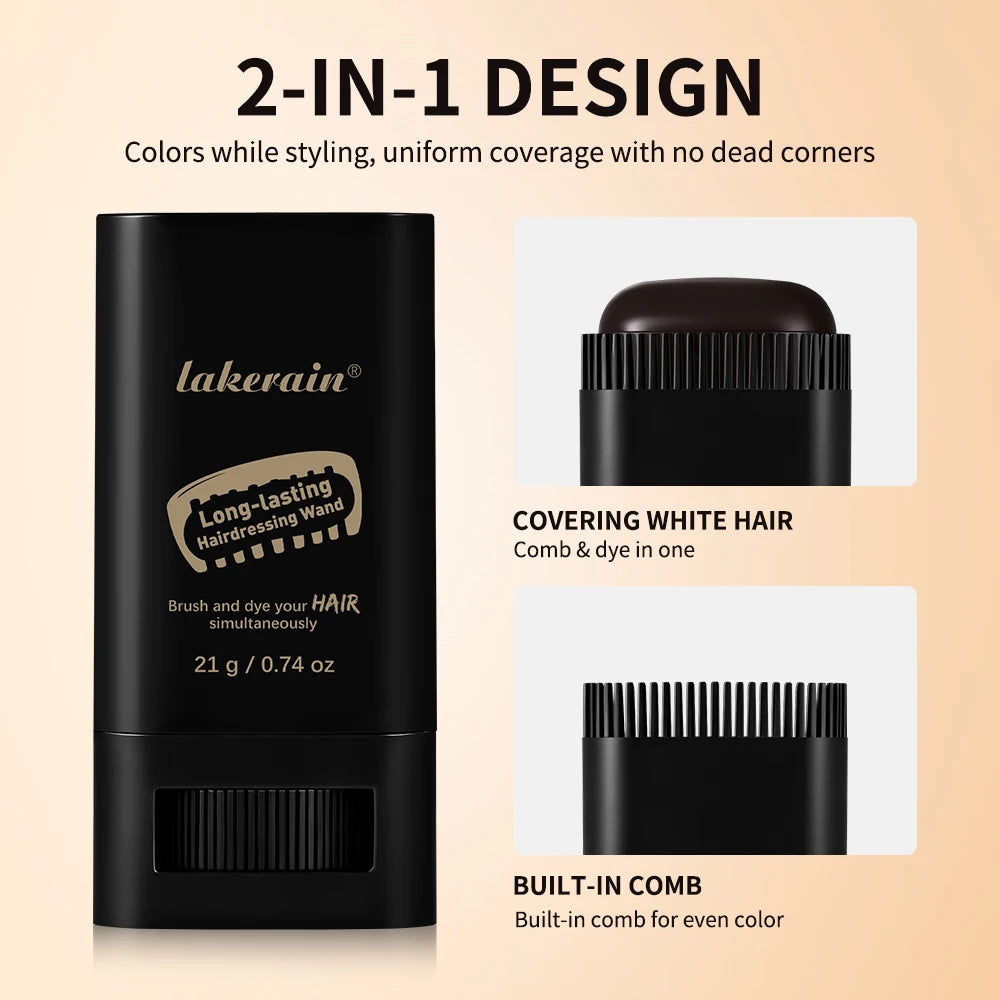 Long-lasting Hairdressing Wand Quickly Cover White Hair Sweat Resistant Waterproof Smooth Cream Texture Comb & Dye in One Design Oasis Select