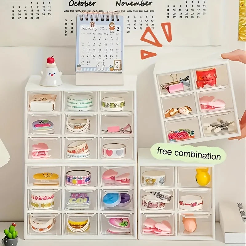 Dustproof Multi-Grid Desktop Drawer Organizer - Portable Storage Box for Jewelry, Cosmetics, Desk Drawer Organizer Box Oasis Select