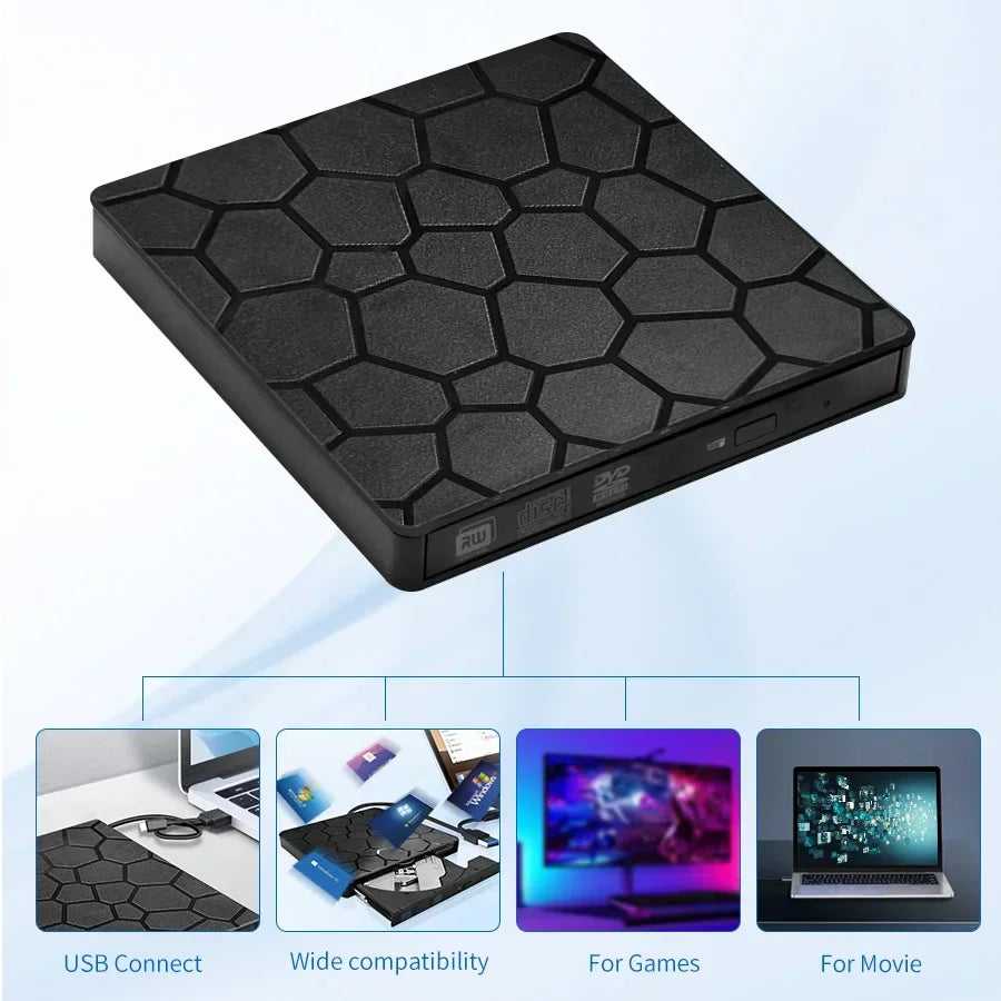 GGBEE USB 3.0 & Type-C External DVD CD Burner Drive External Optical Drive Oasis Select