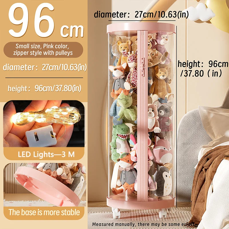 Transparent Doll Storage Box Plush Toy Organization Tube DIY Zipper