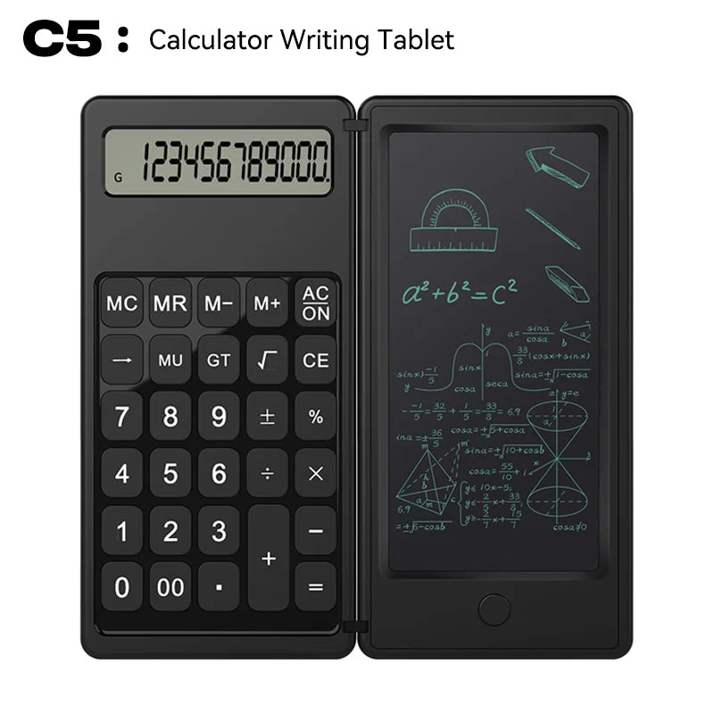 Solar Powered Scientific Calculator & 6 Inch Writing Tablet Foldable 10 Digit LCD Display For Office Student Teachers Accountant Oasis Select C5