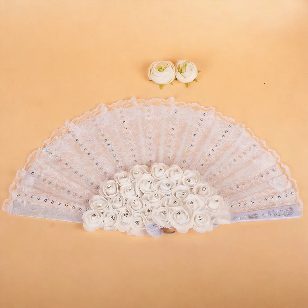 Lace Wedding Fan Bridal Handheld Fan Western Style Creative Decoration Bride Wedding Accessories Home Decor Gift for Wedding Oasis Select E