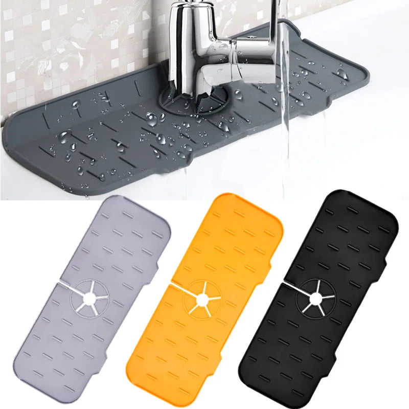 Kitchen Silicone Faucet Absorbent Mat Sink Splash Guard Drain Pad Quick Dry Countertop Protector for Bathroom Kitchen Gadgets Oasis Select
