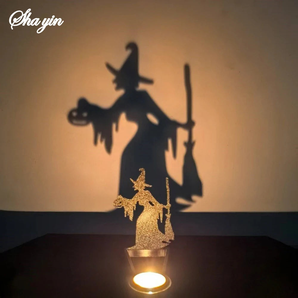 Halloween Candlestick Decoration – Pumpkin & Skull Shadow Set