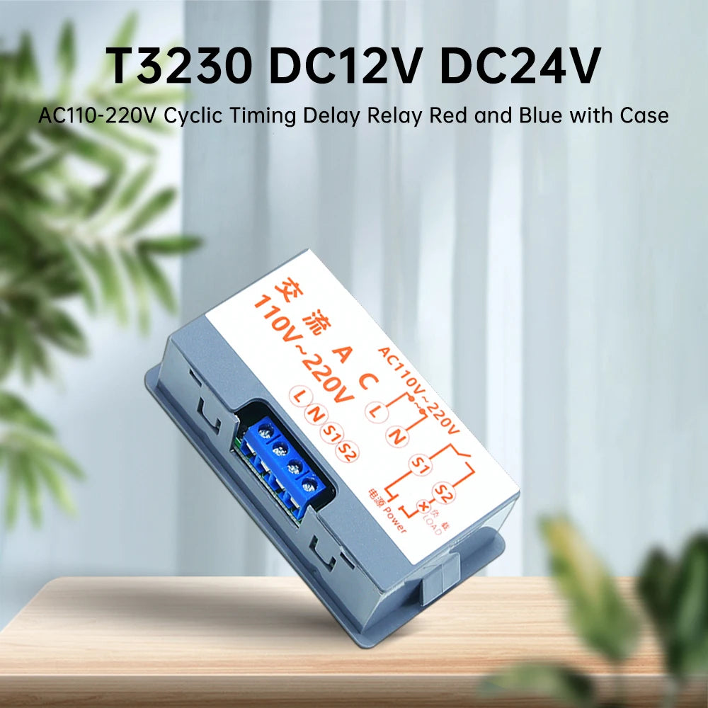 AC 110V 220V DC 12V DC24V Time Delay Relay LED Display Cycle Timer Switch Adjustable Timing Delay Relay Time Power Suppy T3230 Oasis Select