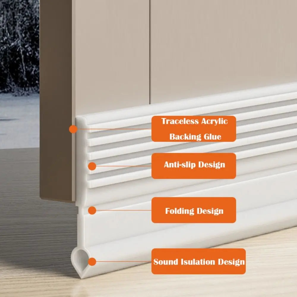 Soundproof Door Bottom Sealing Strip Self-adhesive Insect Prevention Door Draft Stopper PVC 100cm Weather Stripping Bedroom Oasis Select