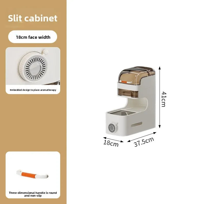 Multi-functional Drawer Type Crevice Cabinet, Kitchen Storage Rack, Bathroom, Narrow Slit With Light, Dust-proof Storage Cabinet Oasis Select 18cm-4-A