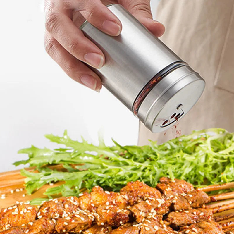 Seasoning Bottle Stainless Steel Rotating Spice Storage Box Condiment Jar BBQ Cooking Herbs Pepper Toothpick Holder Salt Shaker Oasis Select