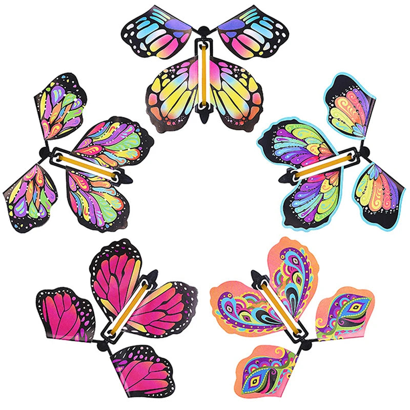 10 PCS Magic Wind Up Flying Butterfly Surprise Box in The Book Rubber Band Powered Magic Fairy Flying Toy Surprise Gift Oasis Select