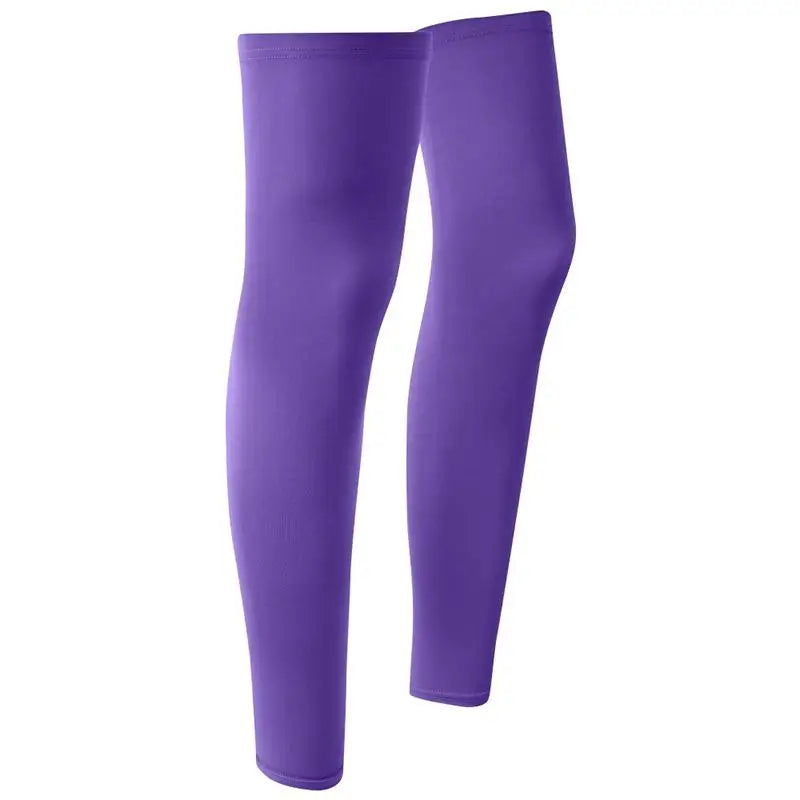 2PC Summer Running Cycling Legs Sleeve Ice Silk Protection Compression Non-Slip Leg Warmer Cooling Sport Gear Sunscreen Leggings Oasis Select Purple