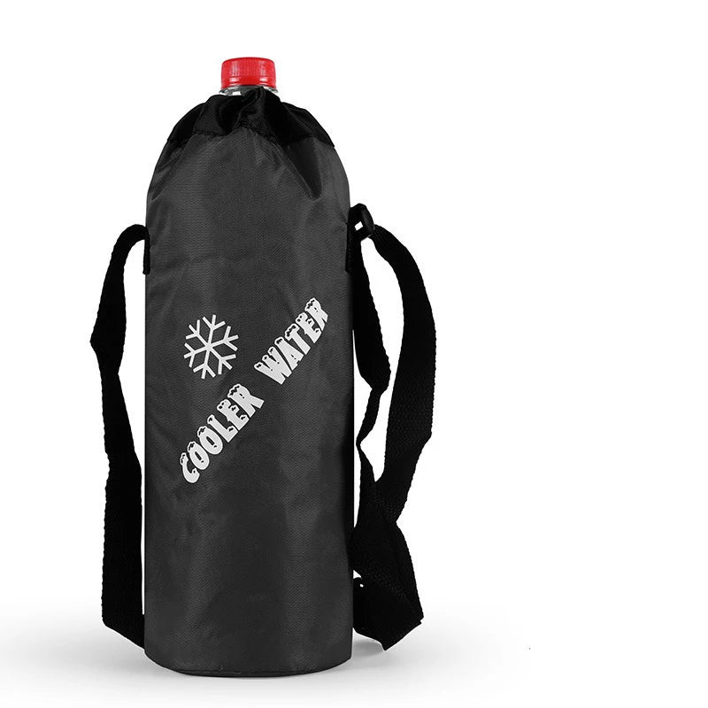 Water Bottle Tote Bag Universal Pouch Heat Preservation Insulated Cooler Bag Outdoor Traveling Camping Hiking Water Bottle Cover Oasis Select D-Black-snowflake