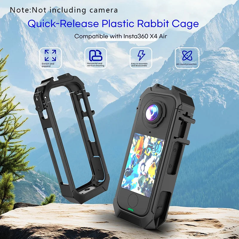 Aluminum Cage Frame for Insta360 X4 – Shockproof Bracket