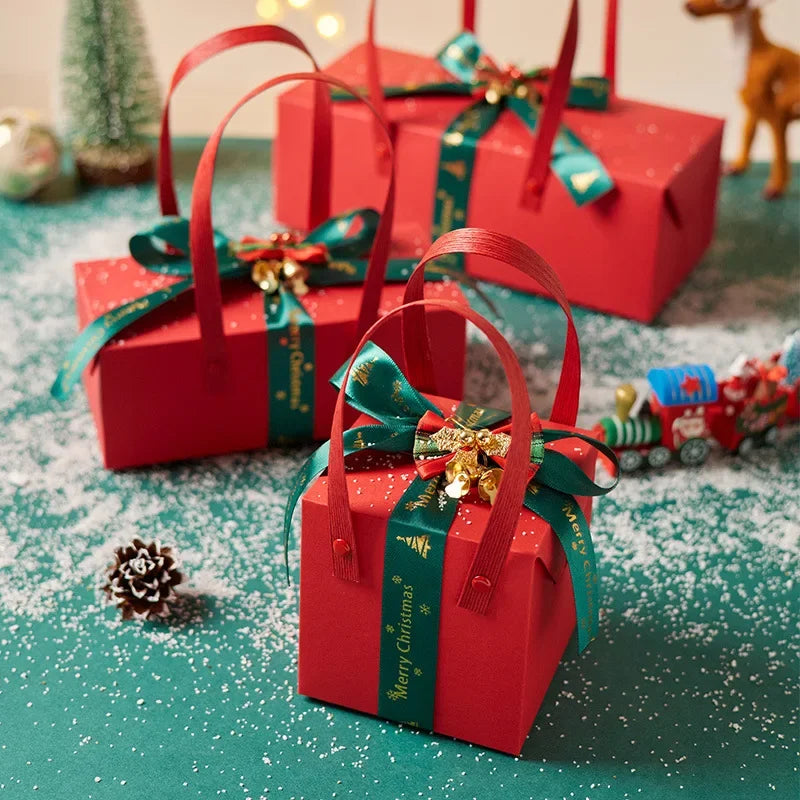Christmas Apple Box Christmas Eve Gift Ribbon Fruit Box Gift Wrap Christmas Apple Box Noel Decoration 2022 Santa Stocking Oasis Select