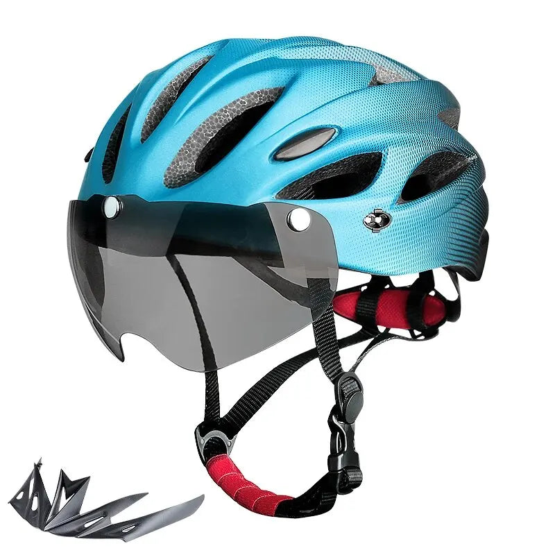 Bike Helmet with LED Tail Light Adult Cycling Helmet Fit 58-62cm Lightweight Breathable Colorful Bicycle Helmets Accessories Oasis Select Blue