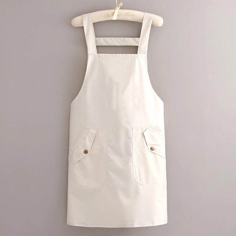 Apron Workwear Adjustable Oil-Proof Kitchen Apron Waterproof Barbershop Smock Catering Milk Tea Coffee Shop Oasis Select White one size