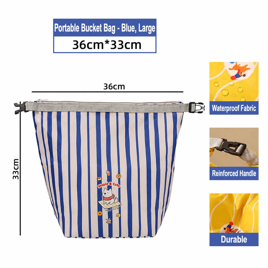 New Waterproof Toiletry Bag Travel Essential Cartoon Portable Handheld Anti-Fouling Storage Bag Multi-Functional Storage Oasis Select Blue Beige-L