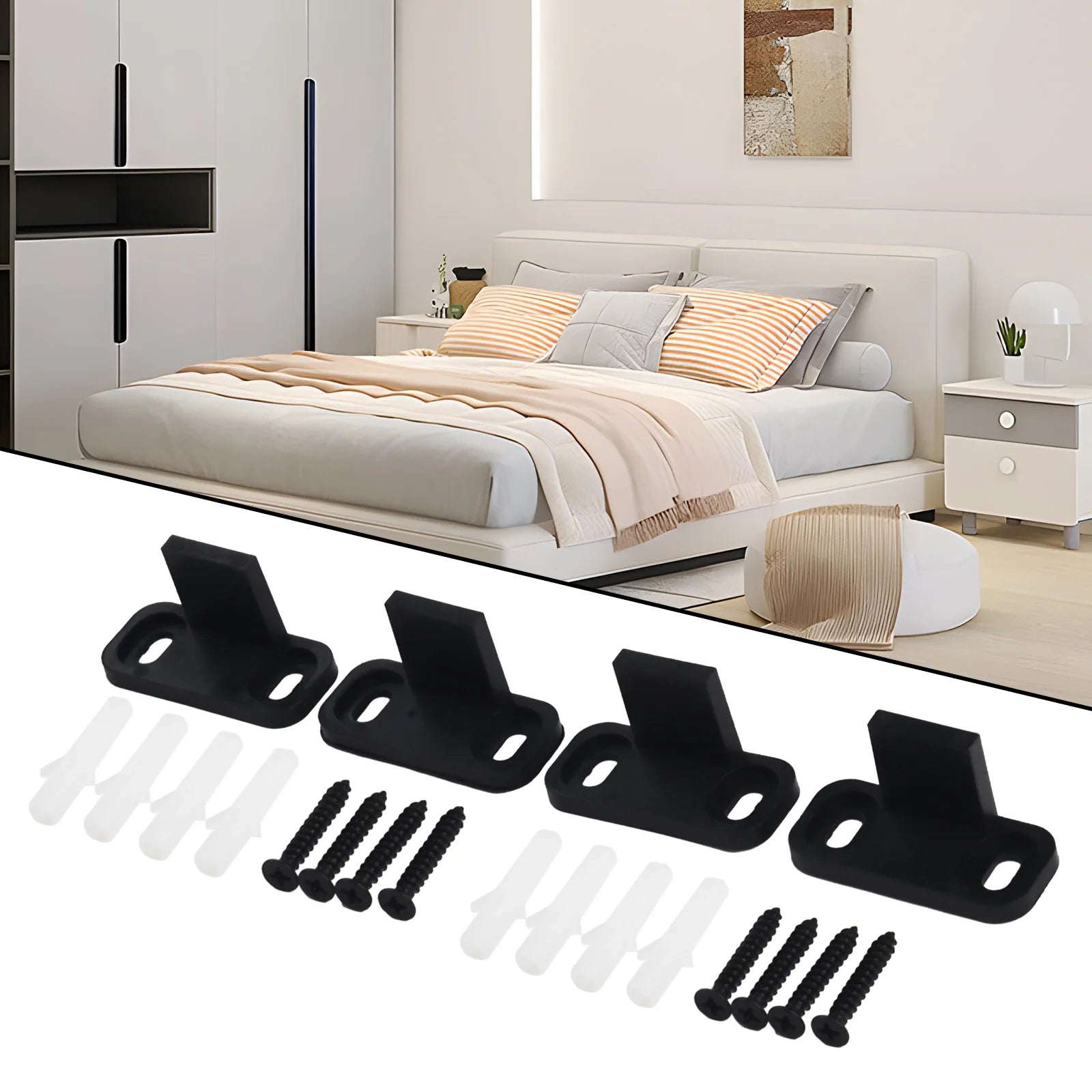 4PCS AntiSwing Plastic Accessories for Barn Door Hanging Rail Without Slotting Adjustable for Most Door Thicknesses Oasis Select China Mainland