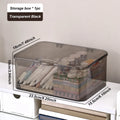 Plastic storage box, covered storage box, flip top desktop storage container, office supplies, stationery, cosmetics storage Oasis Select Transparent Black