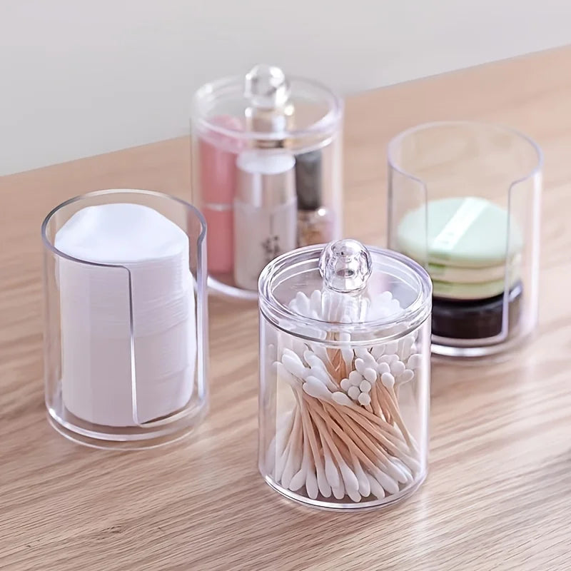 Transparent Stackable Acrylic Cotton Pad Holder, 2 In 1 Cotton Pad Storage, Upper and lower combined storage box Oasis Select