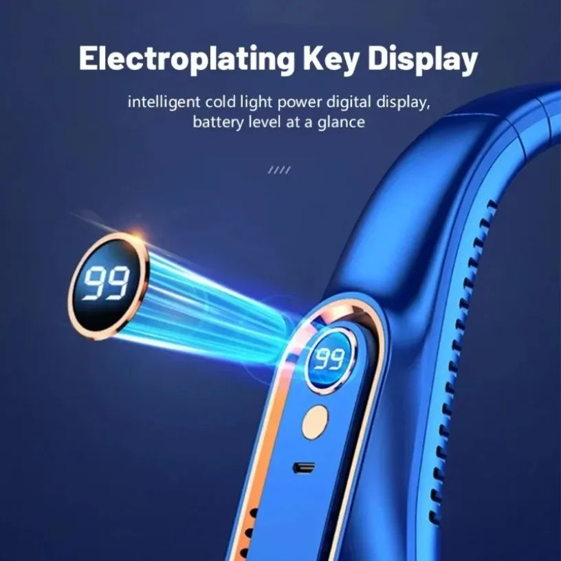 Smart Neck Fan with Digital Power Display, 5-Speed Wearable Cooling Fan Rechargeable USB Fan for Men Women Outdoor Work Commute Oasis Select