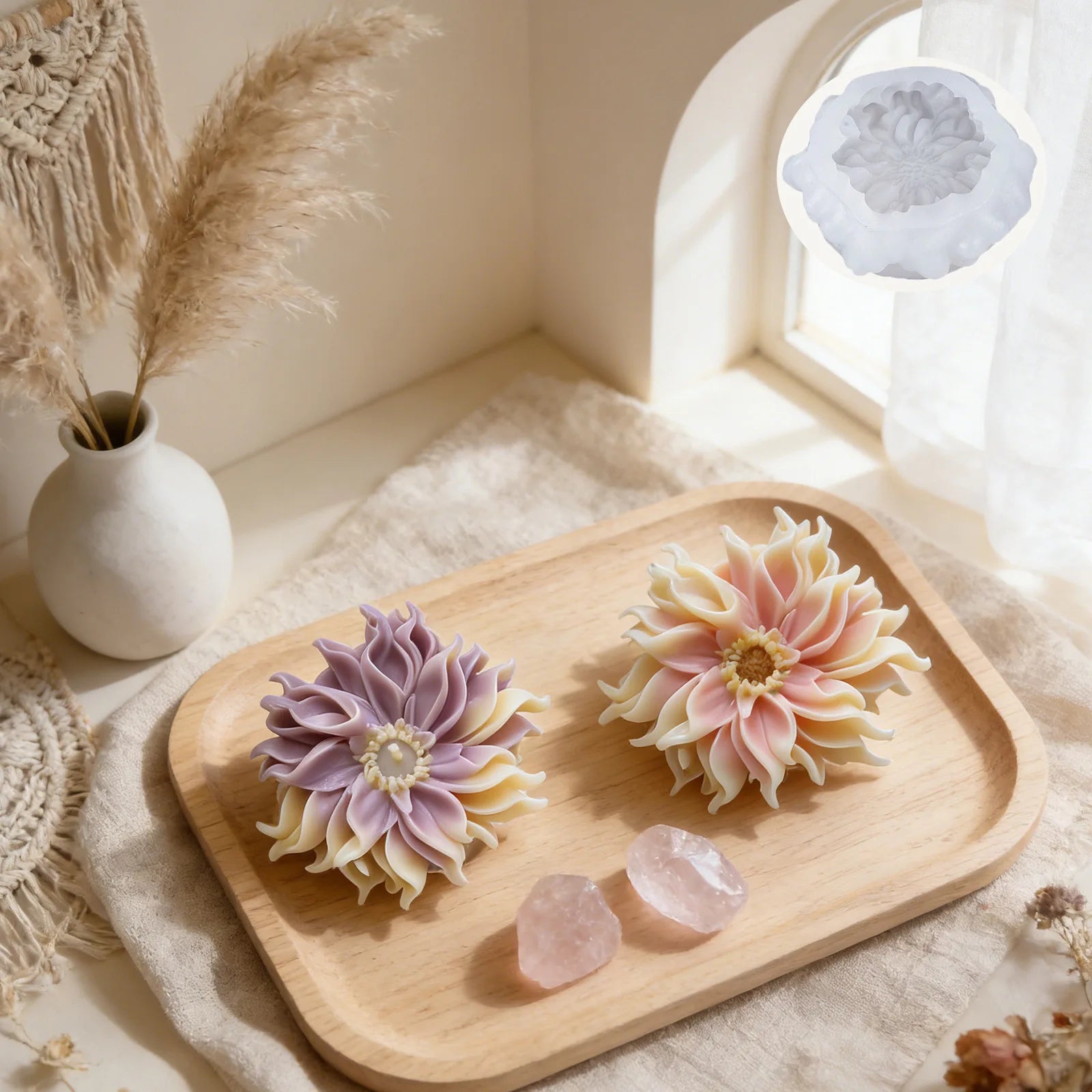 Simulation Ferrand Floral Scented Candle Silicone Mold Handmade Soap Plaster Candle Fondant Baking Mold Oasis Select