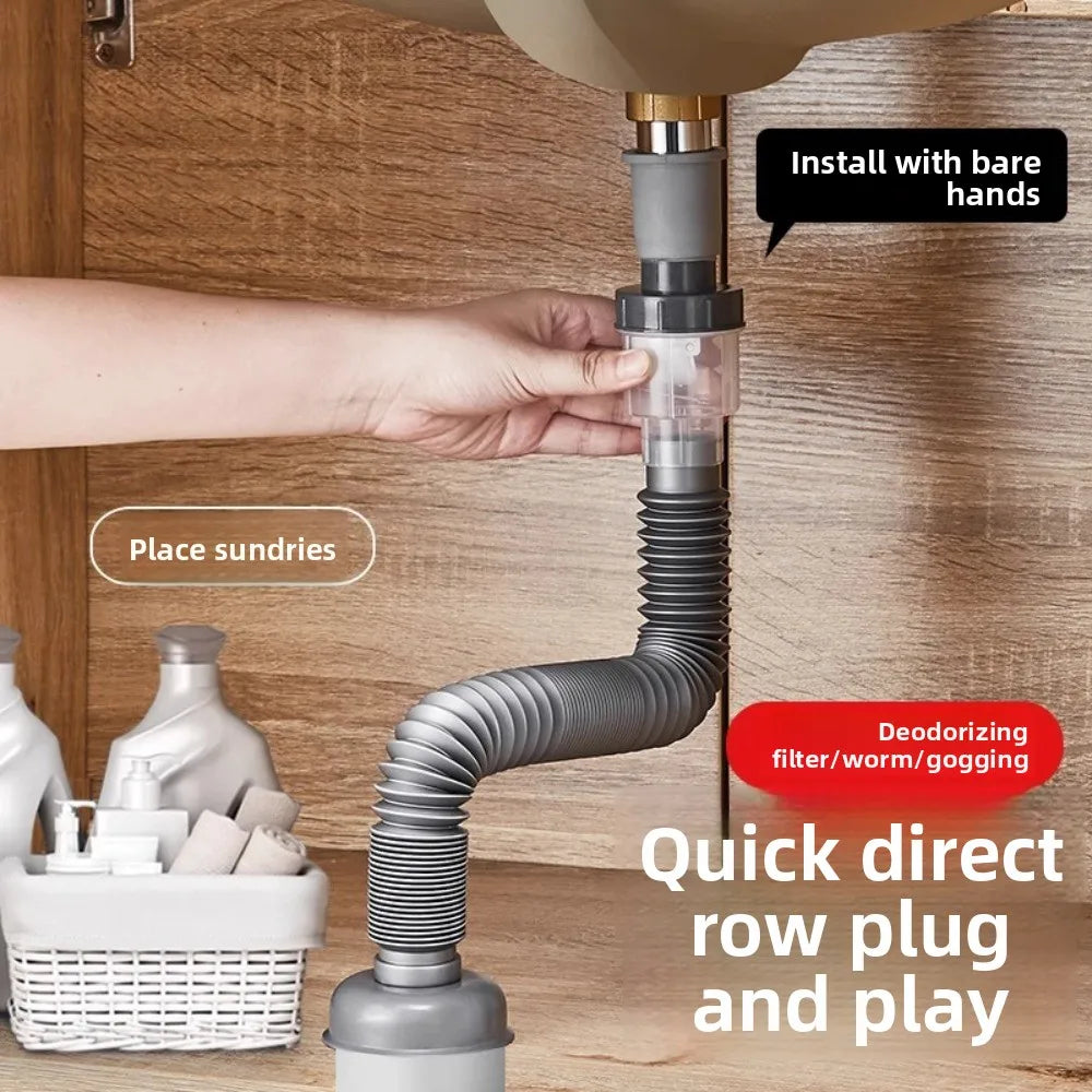 P-Trap Kitchen Sink Deodorant Set Launch Pipeline Deodorizing Filter Sink Strainer Hose Drain Pipe Plumbing Kitchen Accessories Oasis Select