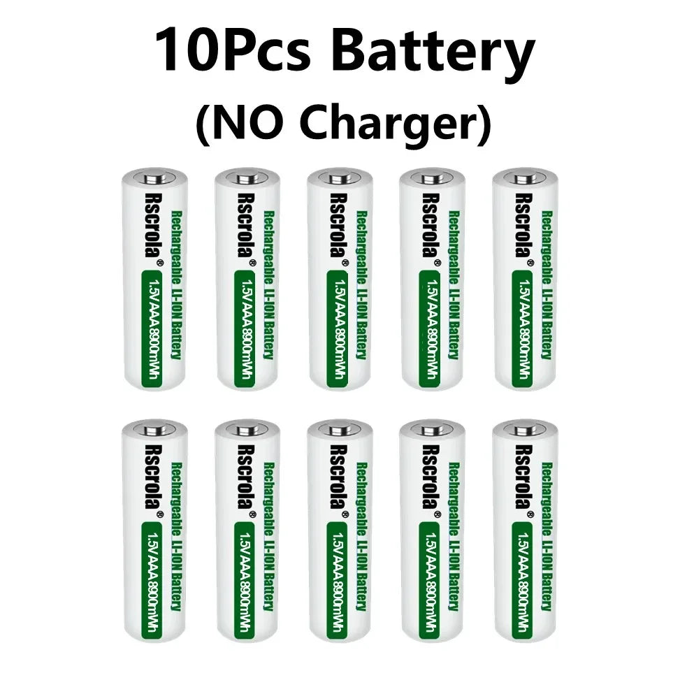 1.5V AAA8900mWh rechargeable battery New AAA lithium battery long life for Mouse Flashlight Fan Game Machine electric toy Oasis Select 10P AAA NO Charger 1.5V