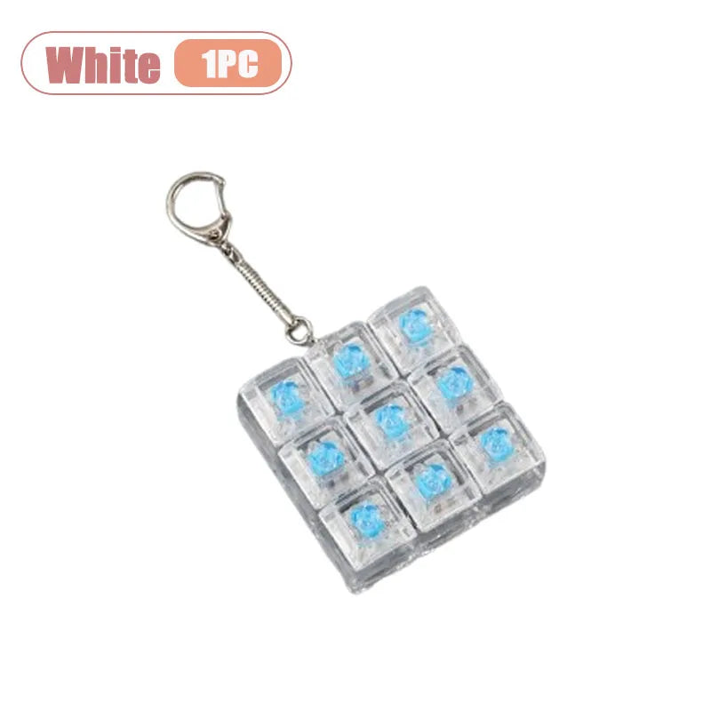 1-20PCS 9 Keys Mechanical Switch Tester Keychain Fidget Clicky Stress Relief for Keyboard Enthusiast Gamer Desk Decor Oasis Select White-1PC