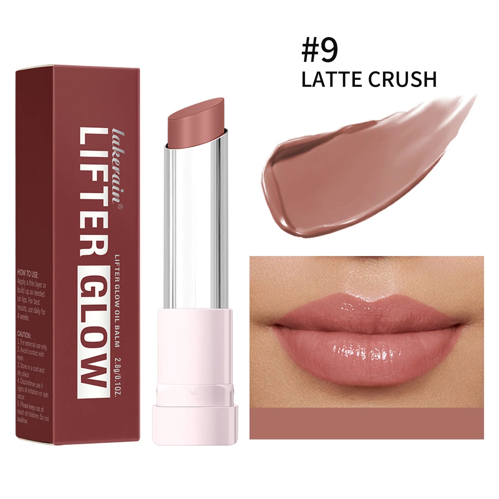 Lip Balm Lifter Glaze Oil Balm with Hyaluronic Acid and Hydrating Oil Blend with 24HRs of Smooth Moisturizing Shine Pink Makeup Oasis Select 9 LATTE CRUSH
