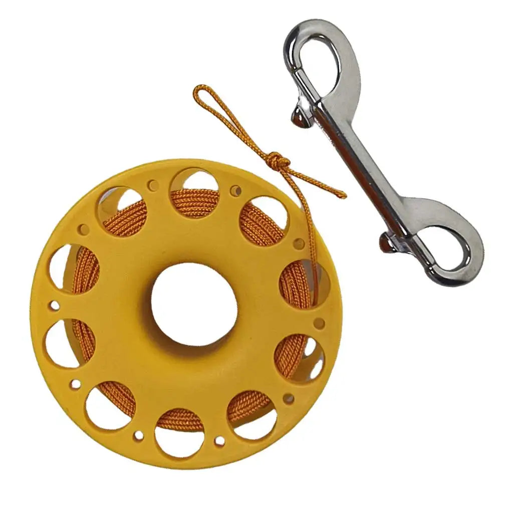 98FT/30M Scuba Diving Spool Finger Reel Snorkeling Spearfishing Cave Wreck Dive Safety Gear with Double-Ended Bolt Snap Clip Oasis Select Orange Orange