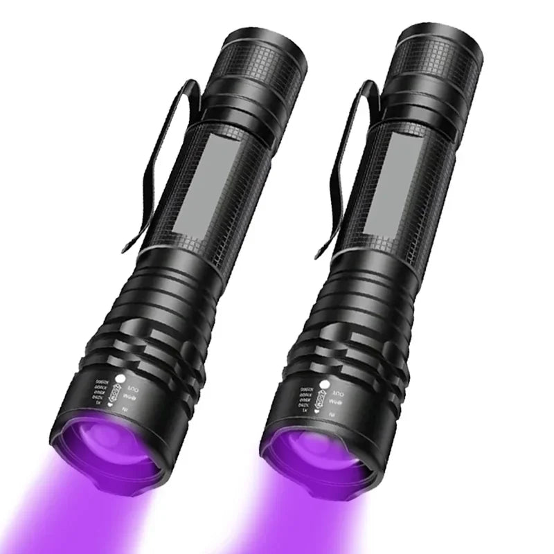 395NM UV Flashlight LED Ultraviolet Torch Zoomable Ultra Violet Lights Inspection Lamp Pet Urine Stain Detector Tools Lantern Oasis Select 395nm 2PC