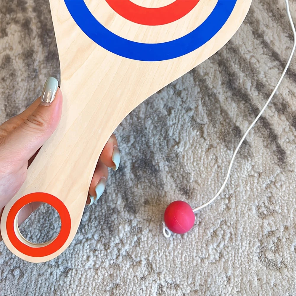 1pc Wooden Target Ball with Elastic String, Kids Hand-Eye Coordination Skill Game, Interactive Sensory Training Toy for Children Oasis Select