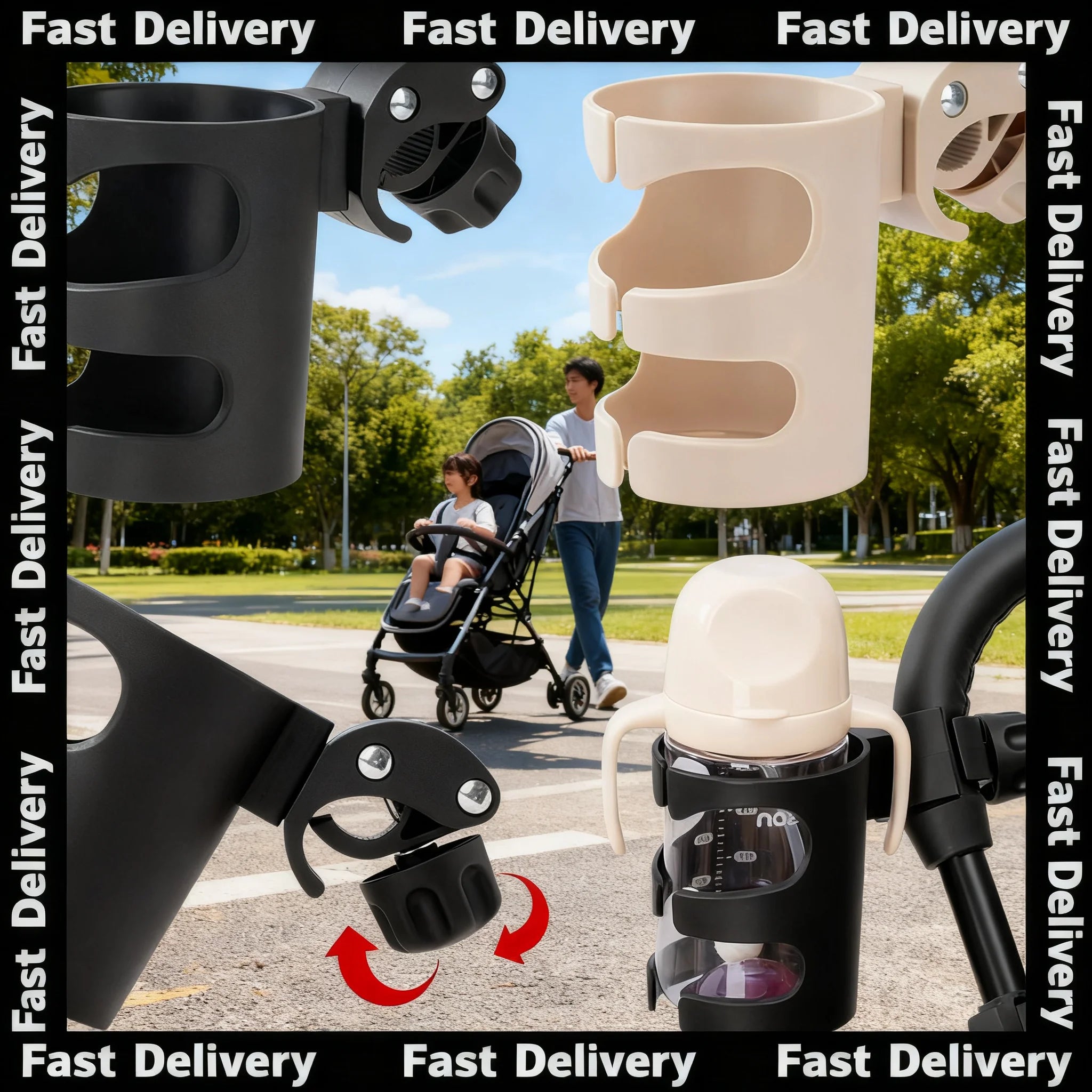 Universal 360° Cup Holder for Stroller, Bike & Wheelchair