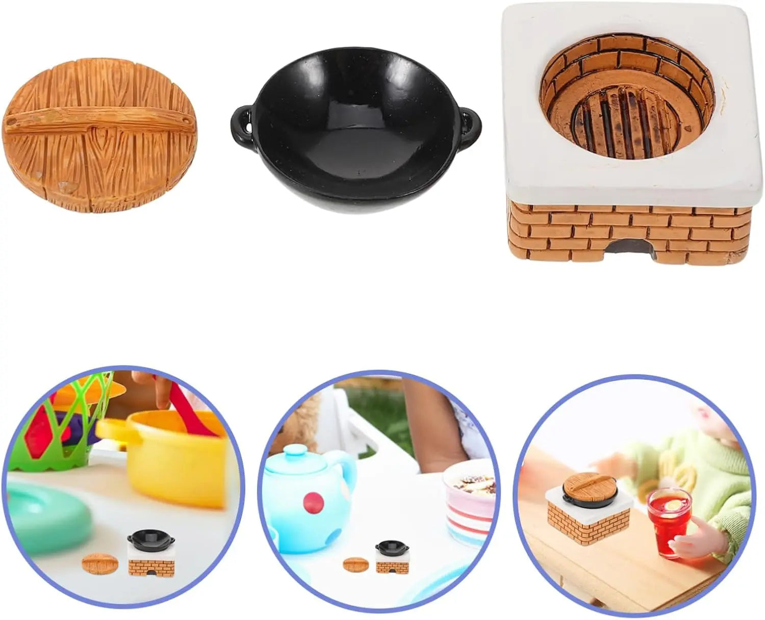 3 PCS Mini Kitchen Pot with Lid – Dollhouse Cookware for Stove, fairy garden paths,Micro Landscape & Diorama DIY Projects Oasis Select