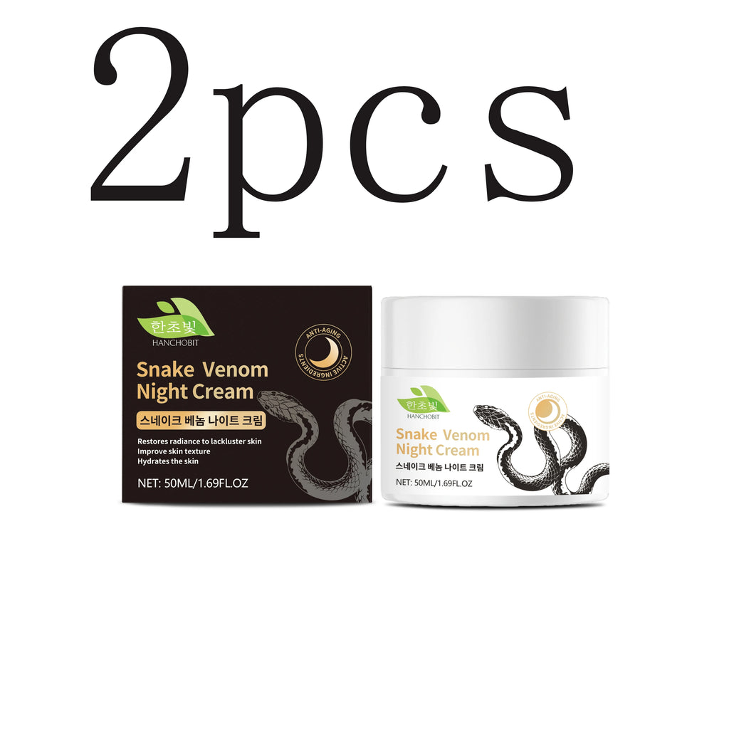 Snake Venom Night Cream: Daily Facial Care for Deep Nourishment, Refining Skin Texture, and Delivering a Smooth Complexion Oasis Select 50mlx2pcs