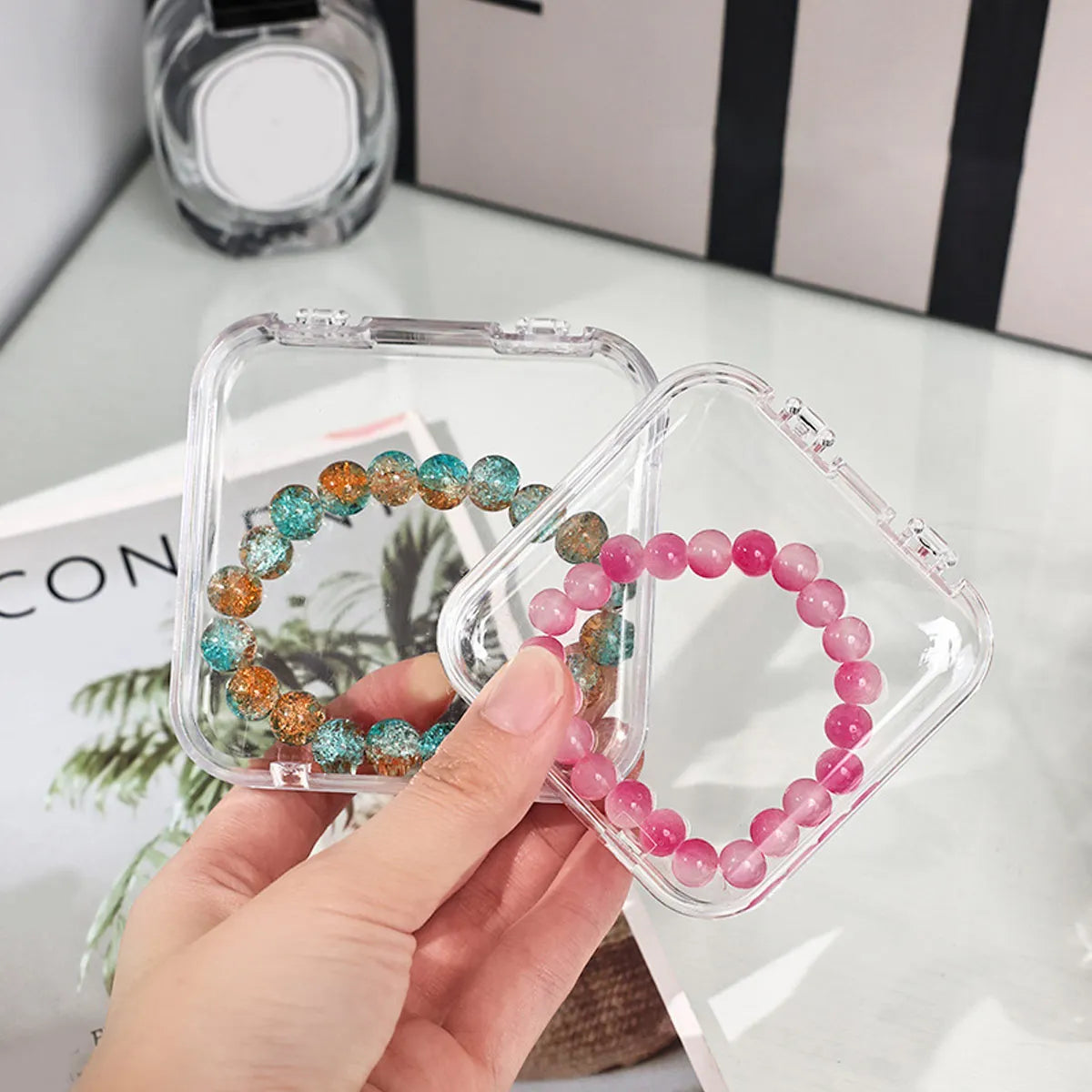 5pcs Transparent plastic storage box, bracelet, fake nail display box, multifunctional packaging box, jewelry box Oasis Select