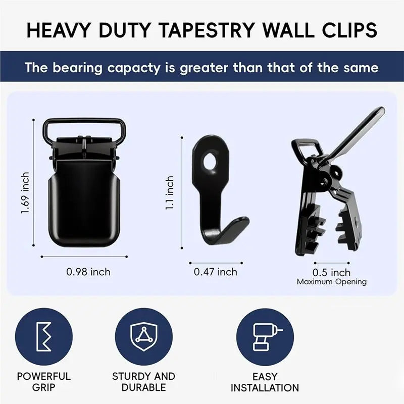 ~WISH Heavy Duty Tapestry Hangers Clamps(8 Pack), Anti-Slip Quilt Hangers For Wall Hangings, Rugs Carpets,Blankets Display Oasis Select