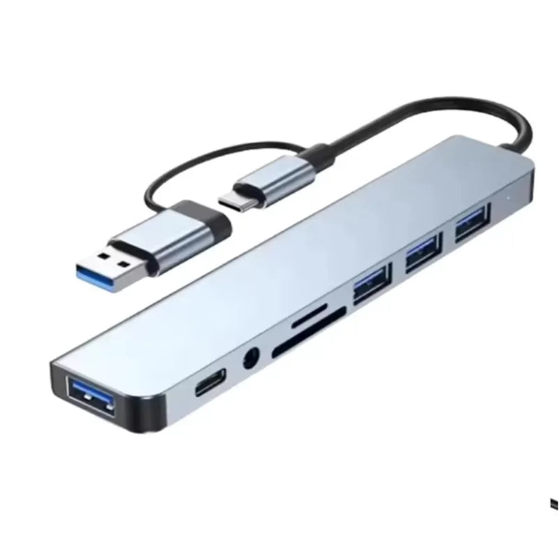  8 in 2 Docking Station USB C Type C HUB with 3.5mm Audio Jack Adapter Micro SD Card Reader Laptop Tablet Phone Disk Converter Oasis Select