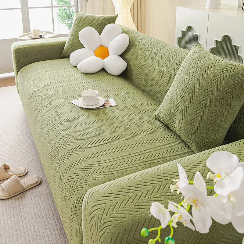 Cream-style Cat Scratch-resistant Elastic Sofa Cover Full Package All-season New Anti-slip Sofa Seat Cushion Sofa Covers Oasis Select Matcha green 1 person 90-140cm