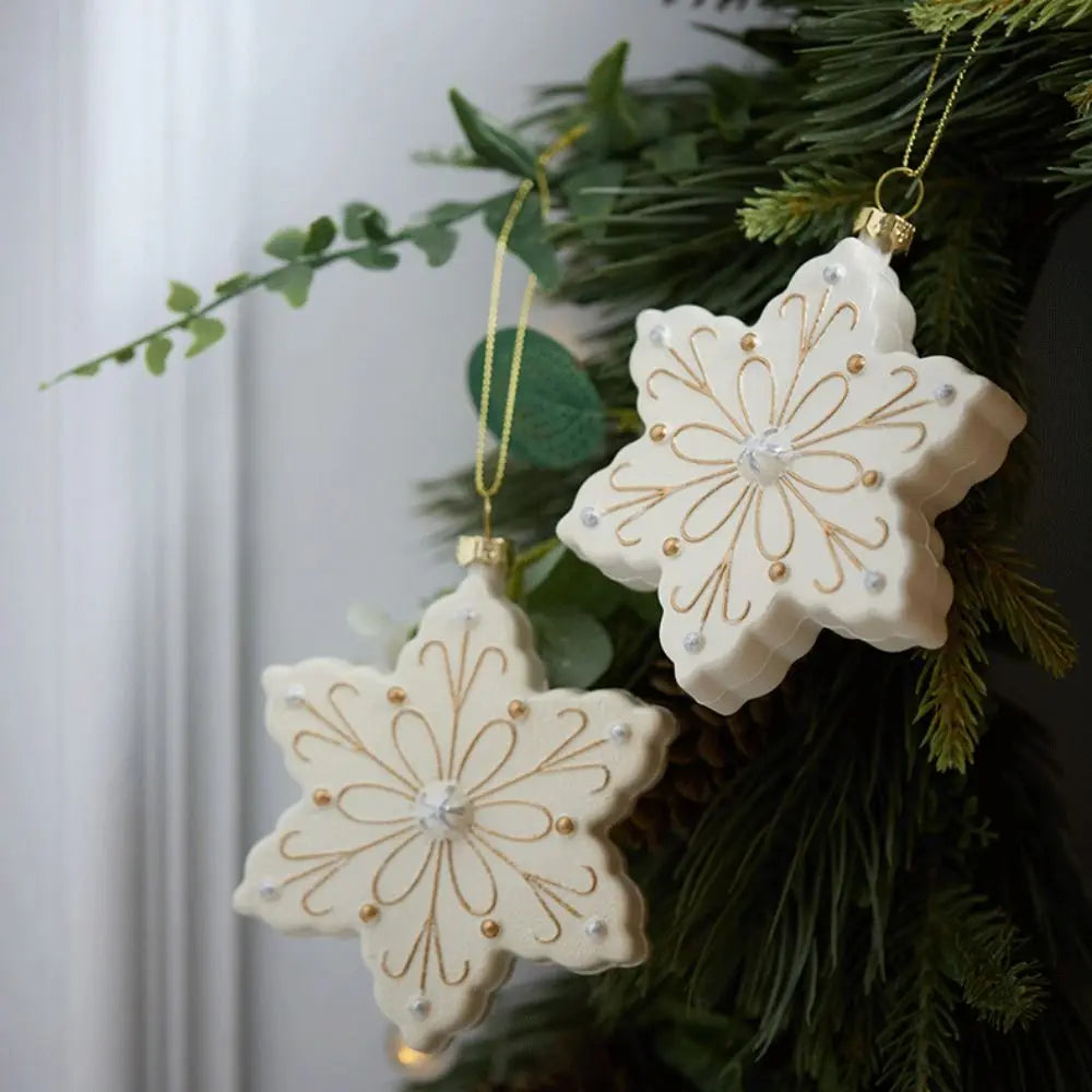 White Christmas Hanging Ornaments – Tree, Soldier & House Baubles